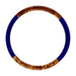 Bracelet jonc 6mm r�sine couleur ambre et bleu fonc� - 60mm