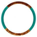 Bracelet jonc 6mm en r�sine couleur ambre et turquoise - 63mm