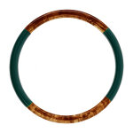 Bracelet jonc 6mm en r�sine couleur ambre et vert anglais - 60mm