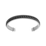Bracelet jonc en acier ouvert avec dcoration maille gourmette 63 x 50mm