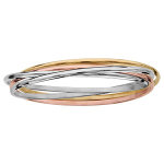 Bracelet jonc en acier et pvd rose et jaune 3 anneaux entrelacs