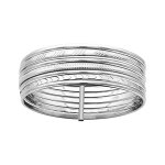 Bracelet jonc en acier semainier avec 4 rangs lisses et 3 diamants dans un style diffrent diamtre ...