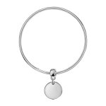 Bracelet jonc en argent massif largeur 3mm et diamtre 62mm avec mdaille coulissante  graver