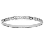 Bracelet jonc en argent rhodi� articul� oxydes blancs sertis 65x55mm
