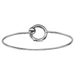 Bracelet jonc en argent rhodi� avec cercle �vid� et fermoir boule