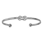 Bracelet jonc en argent rhodi ouvert orn d'1 noeud marin et fini par 2 boules