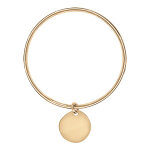 Bracelet jonc fil 3mm en argent massif avec galet  graver - diamtre 66 mm