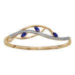 Bracelet jonc en plaqu or articul vague oxydes blancs sertis 3 navettes bleues