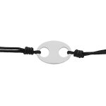 Bracelet junior en acier cordon noir et grain de café lisse au centre 15 + 3cm Bracelet junior en acier cordon noir et grain de café lisse au centre 15 + 3cm