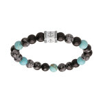 Bracelet junior en acier avec perles howlite tube motif ancre
