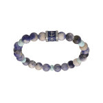 Bracelet junior en acier avec perles sodalite et turquoise de synth�se tube motif ancre