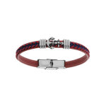 Bracelet junior en acier tissu rouge et bleu motif ancre marine 16. 5cm r�glable
