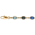 Bracelet en plaqu or alternance d'oxydes bleus en forme de navette - longueur 16 + 3cm