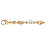 Bracelet en plaqu or alternance de petites navettes ouvrages et de perles blanches synthtiques - longueur ...