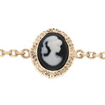 Bracelet en plaqu� or cha�ne avec cam�e noir 16 + 3cm
