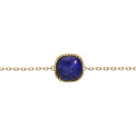 Bracelet en plaqué or chaîne avec carré lapis lazuli véritable 16 + 2cm Bracelet en plaqué or chaîne avec carré lapis lazuli véritable 16 + 2cm