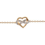 Bracelet en plaqué or chaîne avec coeur mêlé avec symbole infini oxydes blancs sertis 16cm + 2cm Bracelet en plaqué or chaîne avec coeur mêlé avec symbole infini oxydes blancs sertis 16cm + 2cm