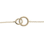 Bracelet en plaqu or chane avec double anneaux entremels lisse et torsade 16 + 3cm