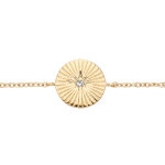 Bracelet en plaqué or chaîne ethnique rond strié avec oxyde blanc serti 16 + 2cm Bracelet en plaqué or chaîne ethnique rond strié avec oxyde blanc serti 16 + 2cm