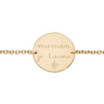 Bracelet en plaqu or chane avec plaque grave  maman je t'aime  et 1 oxyde blanc serti 16 + 3cm