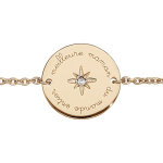 Bracelet en plaqu or chane avec plaque grave  meilleure maman du monde entier  avec oxyde blanc serti ...