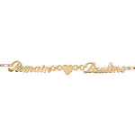 Bracelet en plaqu or chane mailles 1 + 1 largeur 2mm avec dcoupe anglaise 2 prnoms spars par un ...