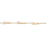 Bracelet en plaqu or chane mailles 1 + 1 largeur 2mm avec dcoupe anglaise 3 prnoms - longueur 18, ...
