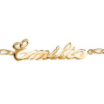 Bracelet en plaqu or chane mailles 1 + 1 largeur 2mm avec dcoupe anglaise 1 prnom - longueur 18, ...