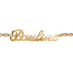 Bracelet en plaqu or chane maille forat avec dcoupe anglaise 1 prnom - longueur 18, 5cm rglable ...