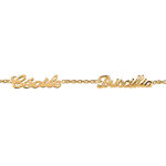 Bracelet en plaqu or chane maille forat avec dcoupe anglaise 2 prnoms - longueur 18, 5cm rglable ...