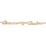 Bracelet en plaqu or chane maille forat avec dcoupe anglaise 2 prnoms spars par un coeur - longueur ...