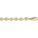 Bracelet en plaqu or chane maille grains de caf 5mm longueur 19cm