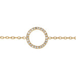 Bracelet en plaqu� or cha�ne avec au milieu 1 anneau orn� d'oxydes blancs sertis - longueur 16cm + 2, ...