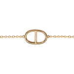 Bracelet en plaqu� or cha�ne avec au milieu 1 maille marine lisse - longueur 16cm + 2cm de rallonge