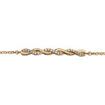 Bracelet en plaqu or chane avec au milieu 1 torsade dont 1 brin lisse et l'autre orn d'oxydes blancs ...