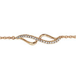 Bracelet en plaqu or chane avec au milieu 2 vagues relies aux bouts, 1 en rail d'oxydes blancs sertis ...