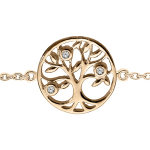 Bracelet en plaqu or chane avec pastille arbre de vie dcoup et oxydes blancs sertis 15, 5 + 2, 5cm ...