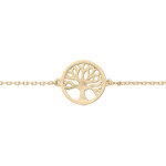 Bracelet en plaqu or chane avec pastille arbre de vie satin 16 + 3cm