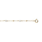 Bracelet en plaqu or chane avec perles de culture d'eau douce 16 + 3cm