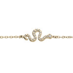 Bracelet en plaqu or chane avec serpent et oxydes blancs sertis 16 + 3cm