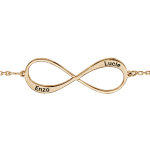 Bracelet en plaqu or chane symbole infini  graver 1 ou 2 prnoms - longueur 16cm + 3cm de rallonge ...