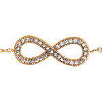 Bracelet en plaqué or chaîne avec symbole infini orné d'oxydes blancs au milieu - longueur 16, 5cm + ... Bracelet en plaqué or chaîne avec symbole infini orné d'oxydes blancs au milieu - longueur 16, 5cm + ...