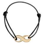 Bracelet en plaqu or cordon coulissant en coton noir avec motif infini