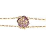 Bracelet en plaqu� or double cha�ne avec oxyde violet motif arbre de vie 16 + 3cm