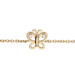 Bracelet en plaqué or enfant chaîne avec papillon ajouré oxydes blancs 13 + 4cm Bracelet en plaqué or enfant chaîne avec papillon ajouré oxydes blancs 13 + 4cm