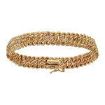 Bracelet en plaqu or gourmette amricaine massive 8mm 18cm