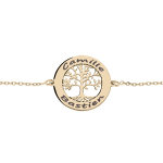Bracelet en plaqu or jaune chane avec pastille  graver petit arbre de vie 20mm 15, 5 + 3cm