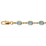 Bracelet en plaqu or maillons orns oxydes bleus en forme de navette - longueur 16 + 3cm