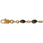 Bracelet en plaqu or maillons orns d'oxydes noirs en forme de navette - longueur 18cm