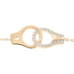 Bracelet en plaqu or massif chane avec menottes et oxydes blancs 16 + 3cm